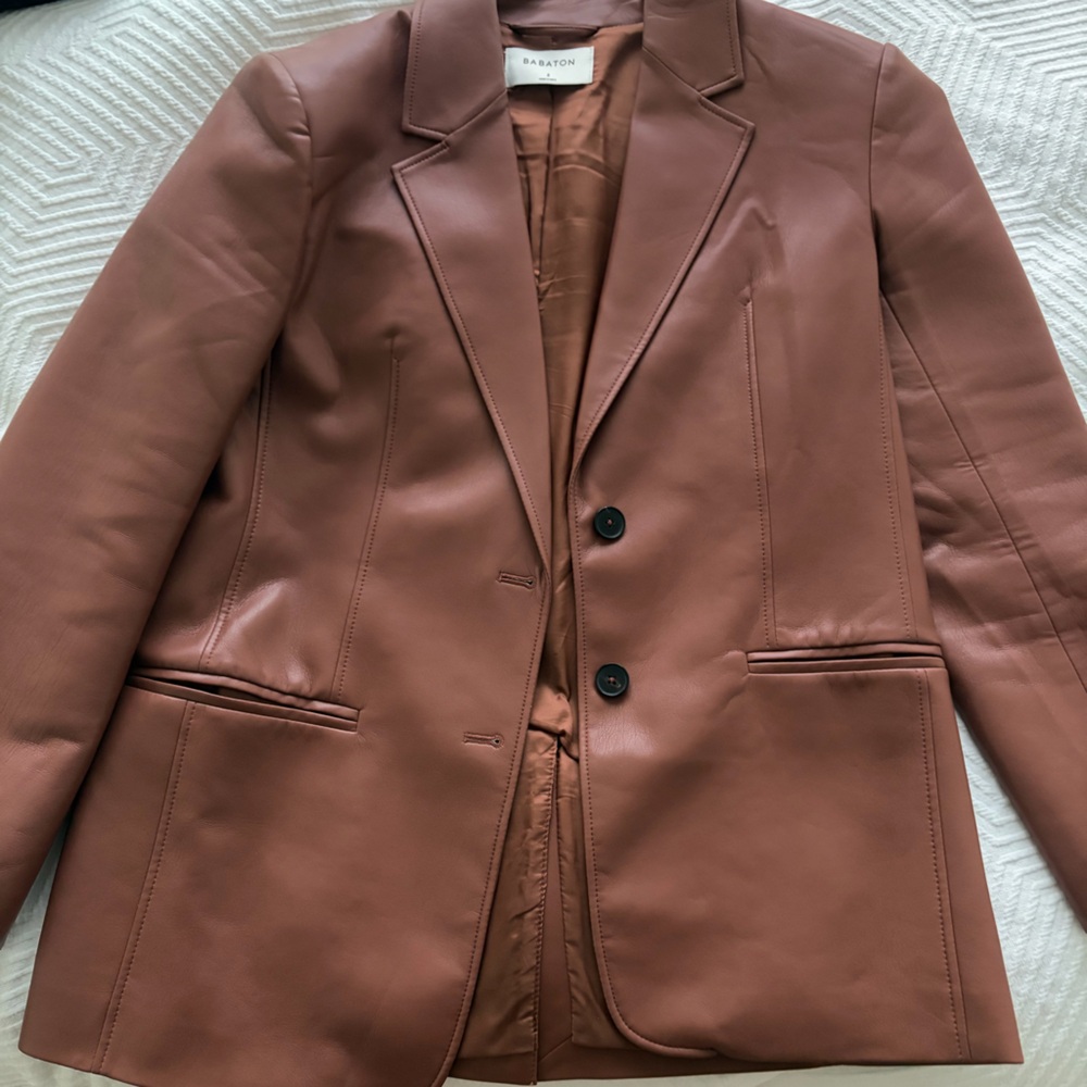 Babaton Brown VEGAN Leather Blazer